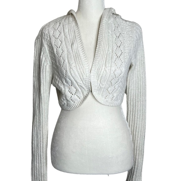 Vintage Sweaters - ✅ Y2K Cropped Hooded Sweater White